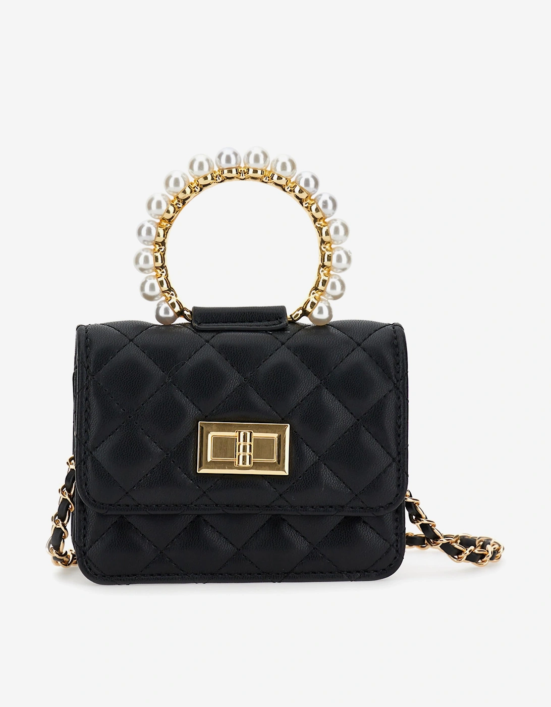 Girls Quilted City Handbag in Black (18cm), 5 of 4