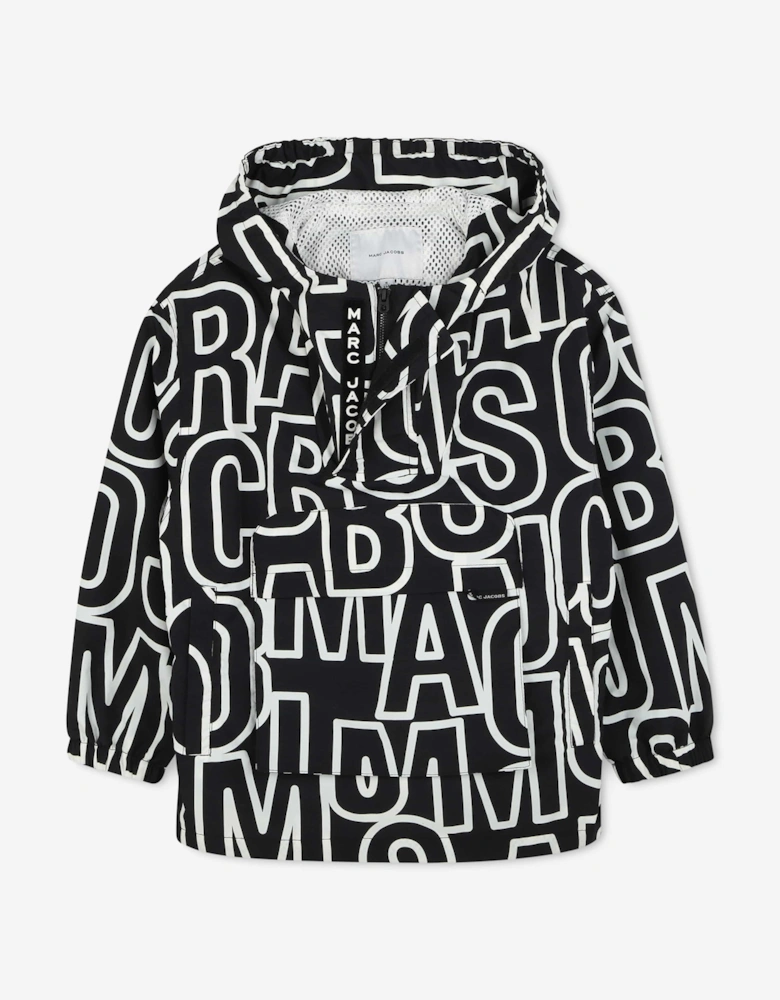 Boys Logo Hooded Windbreaker In Black