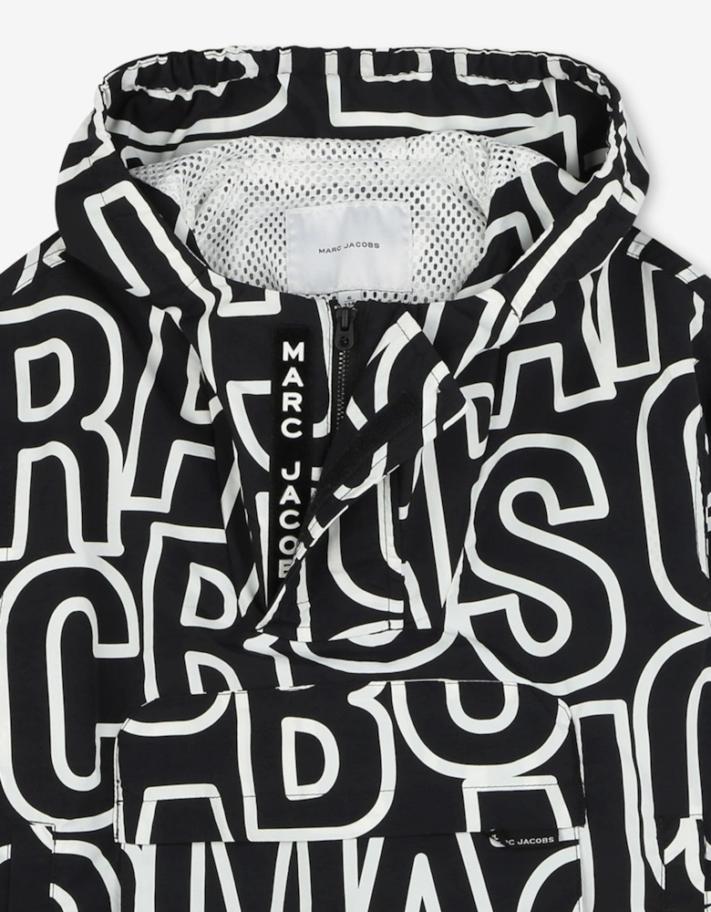 Boys Logo Hooded Windbreaker In Black