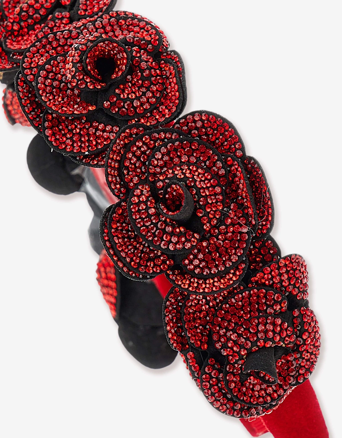 Girls Velvet Rose Headband in Red