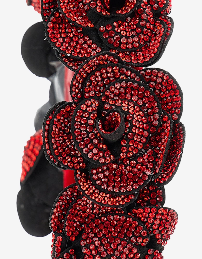 Girls Velvet Rose Headband in Red