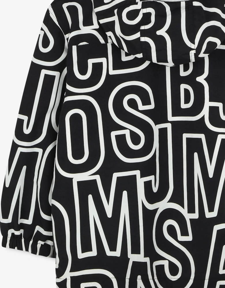 Boys Logo Hooded Windbreaker In Black