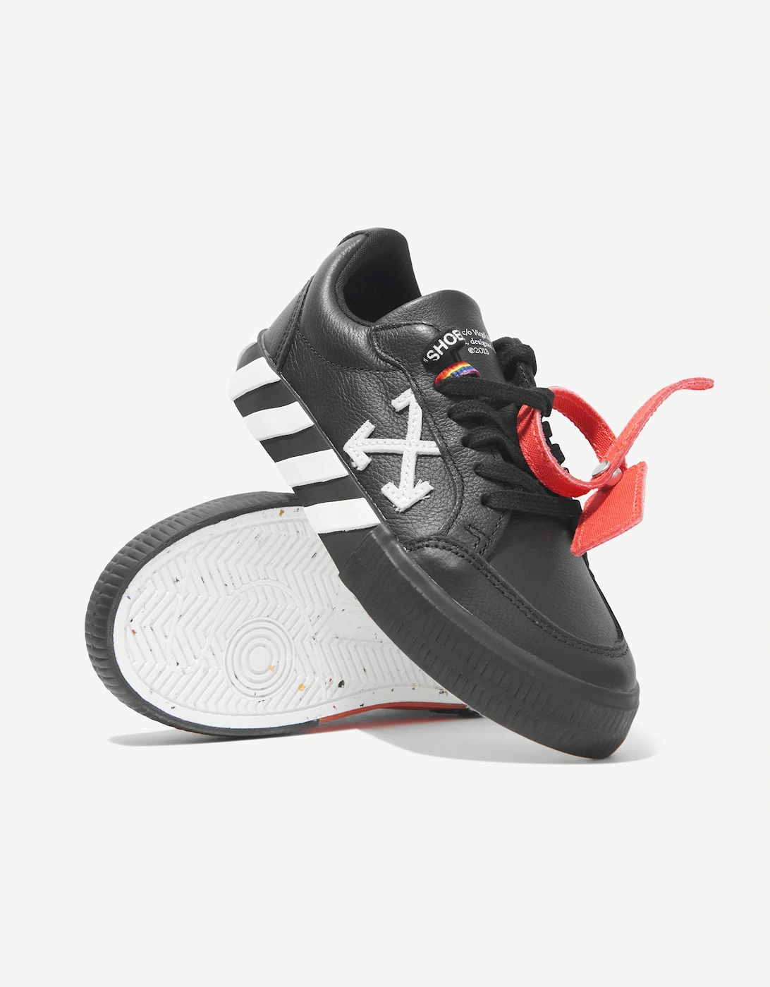 Boys Leather Lace Up Trainers in Black