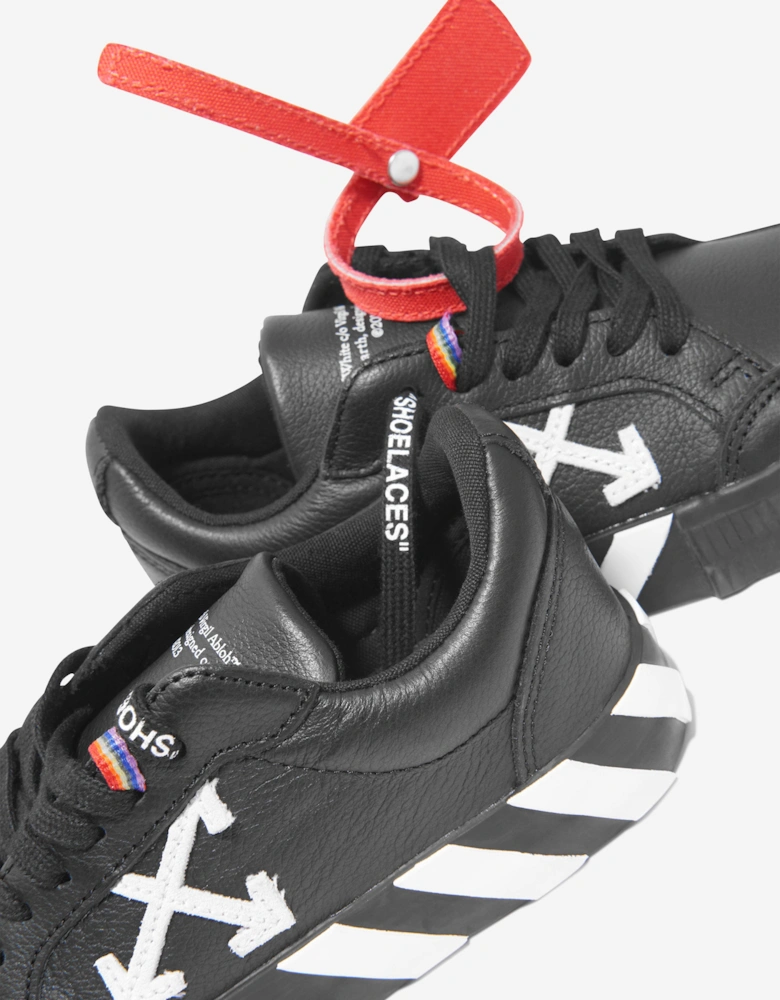 Boys Leather Lace Up Trainers in Black