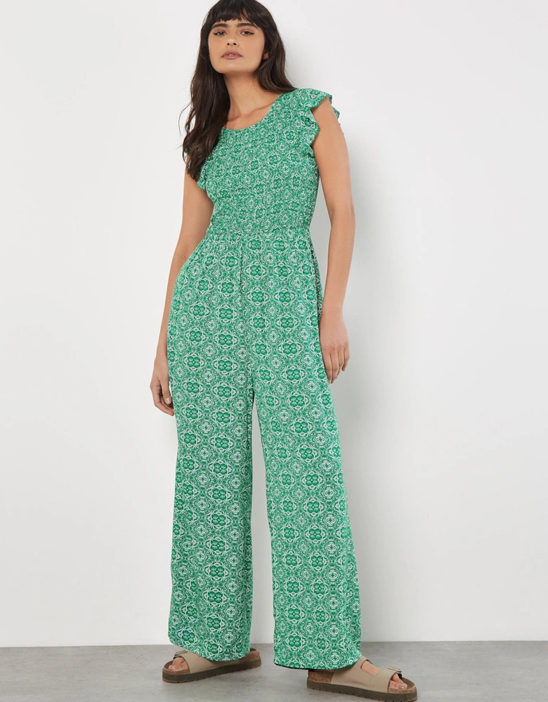 Mosaic Ruffle Sleeve Jumpsuit
