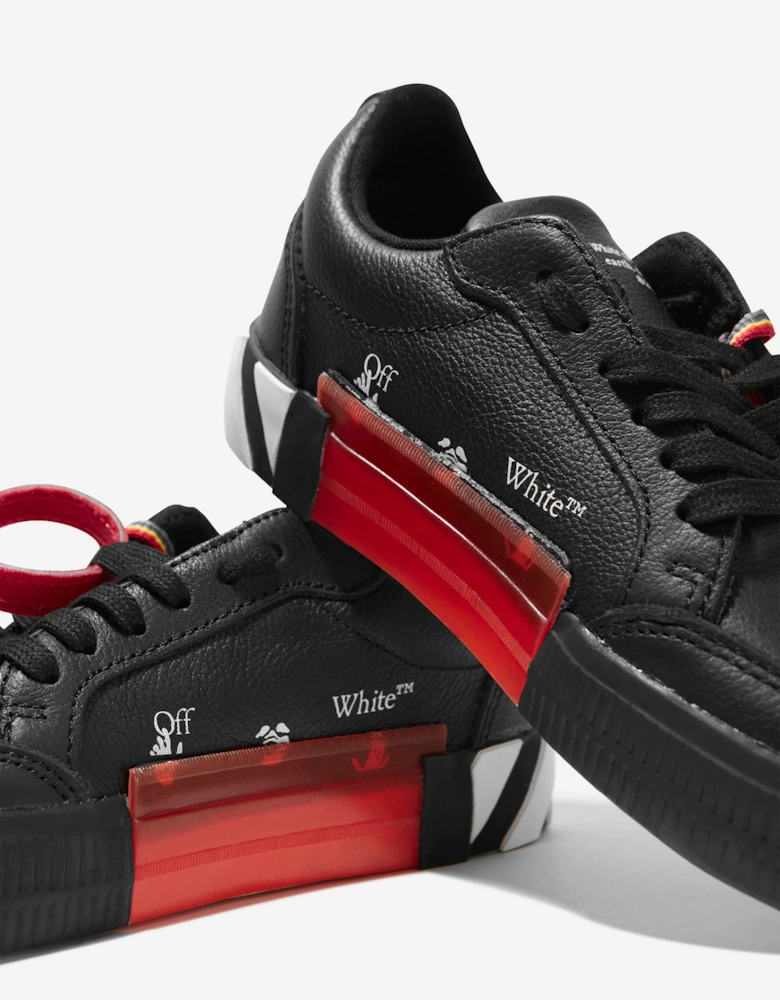 Boys Leather Lace Up Trainers in Black