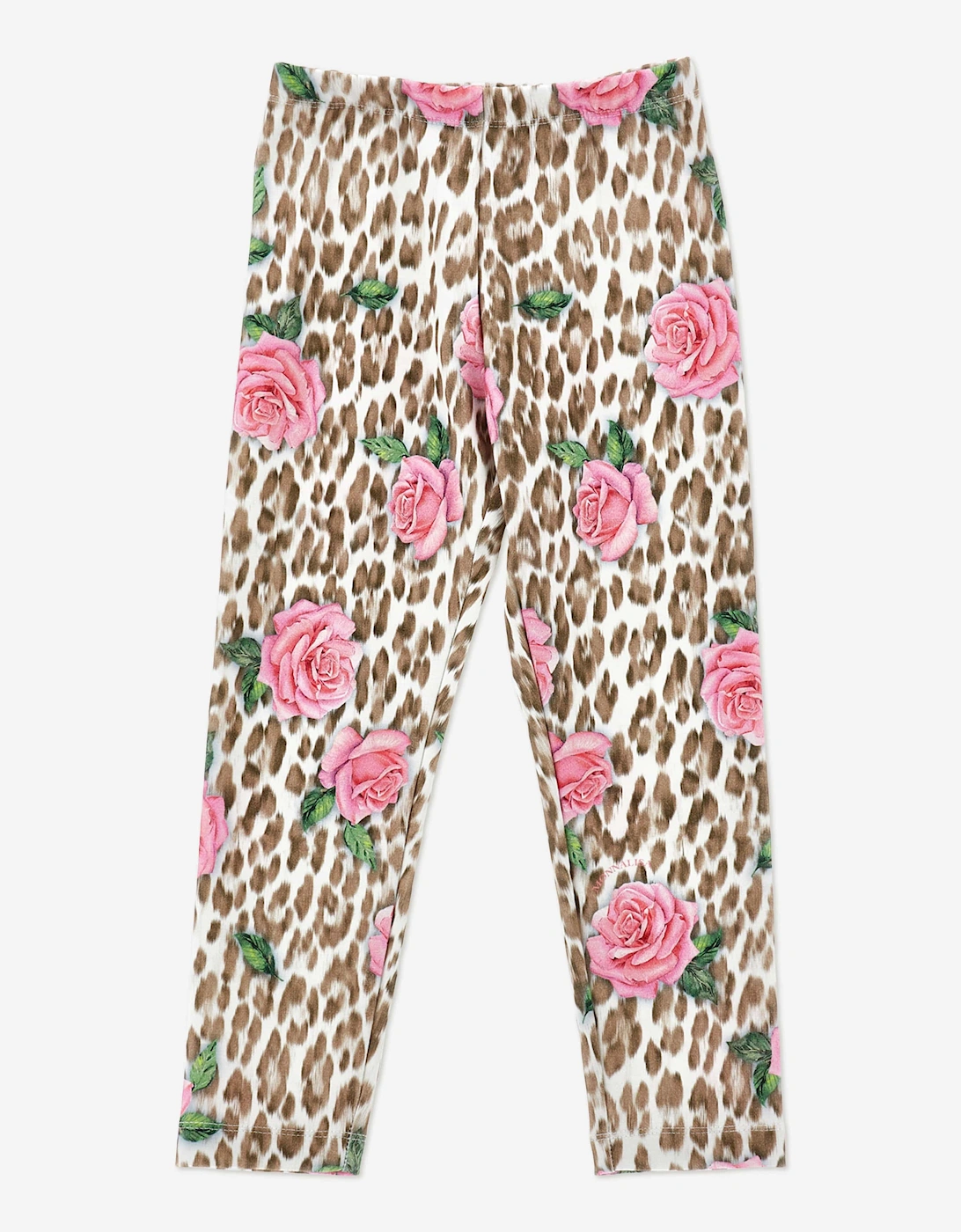 Girls Leopard and Rose Print Leggings in Multicolour, 5 of 4