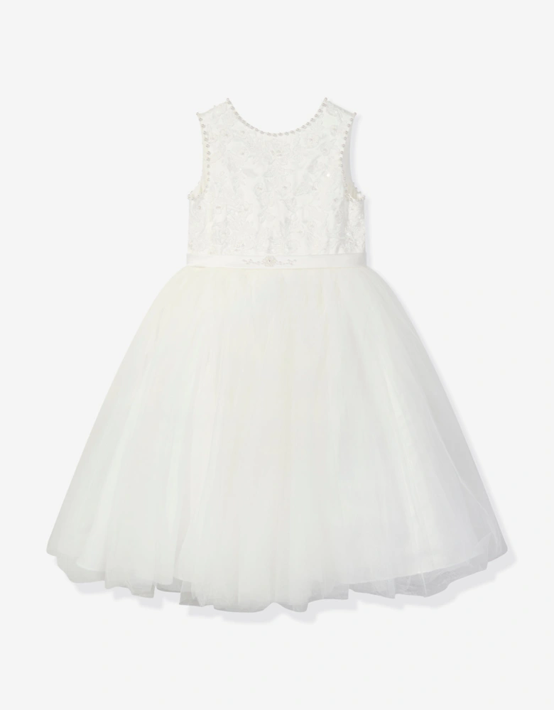 Girls Ceremonial Ballerina Length Dress in Ivory