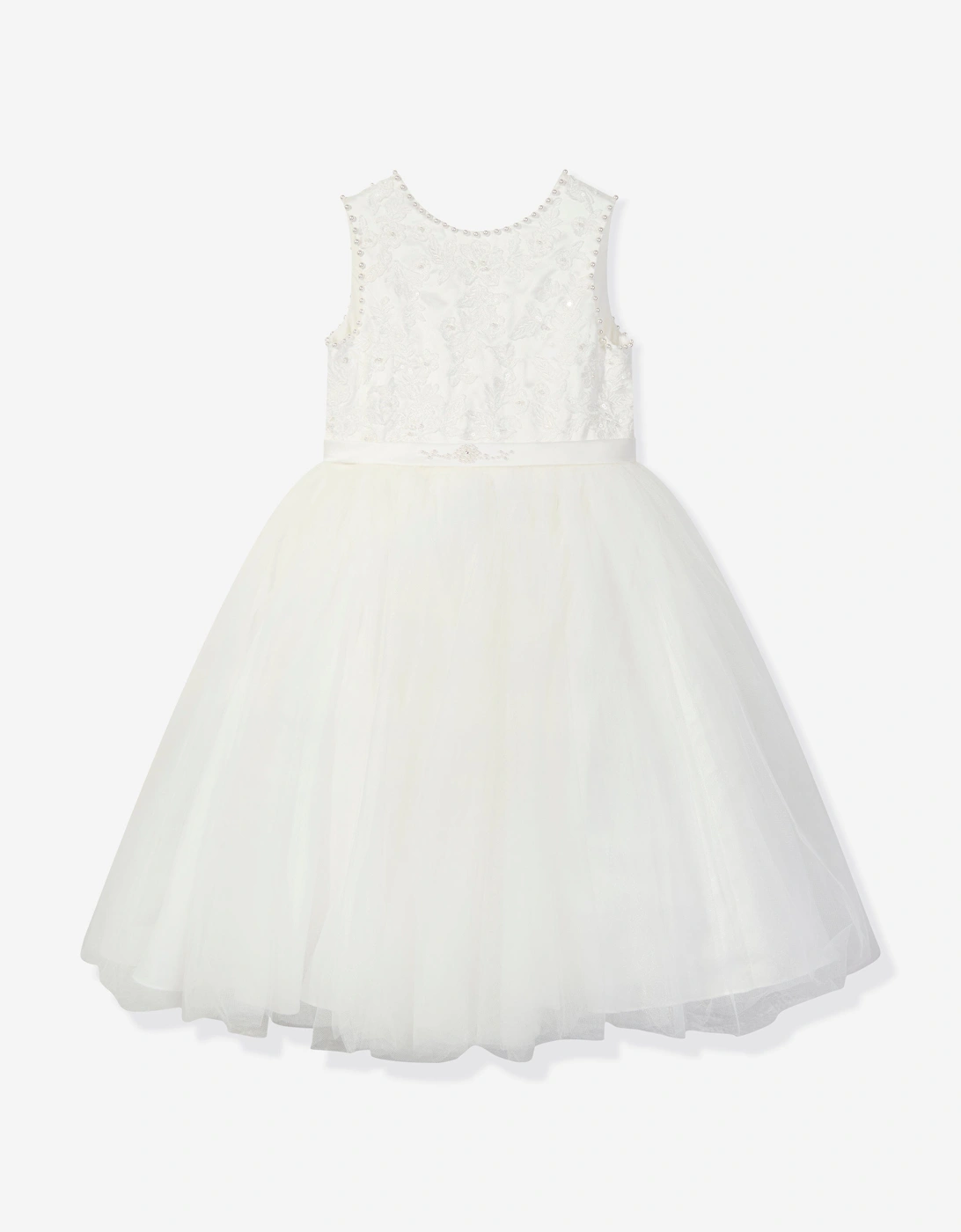 Sarah Louise Girl's Sarah Louise Girls Ceremonial Ballerina Length Dress in Ivory - Cream