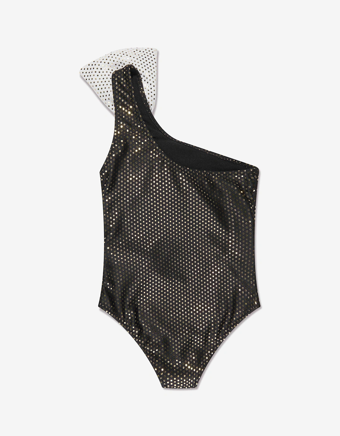 Girls One Shoulder Bow Swimsuit in Black