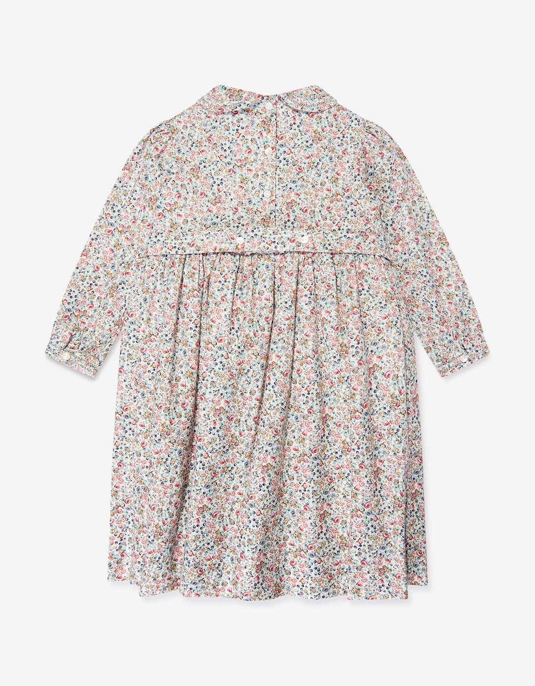 Girls Floral Smocked Dress in Blue