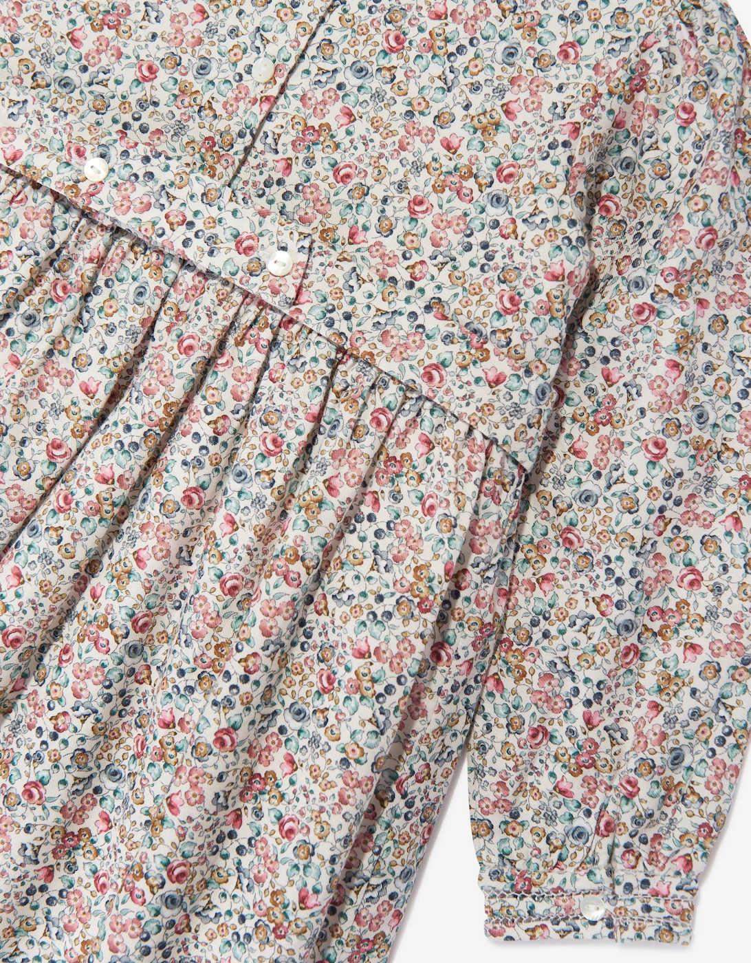 Girls Floral Smocked Dress in Blue
