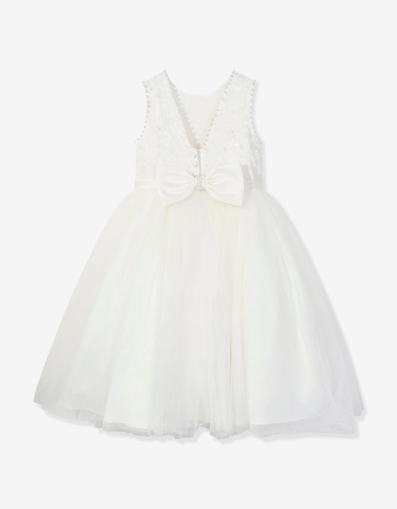 Girls Ceremonial Ballerina Length Dress in Ivory