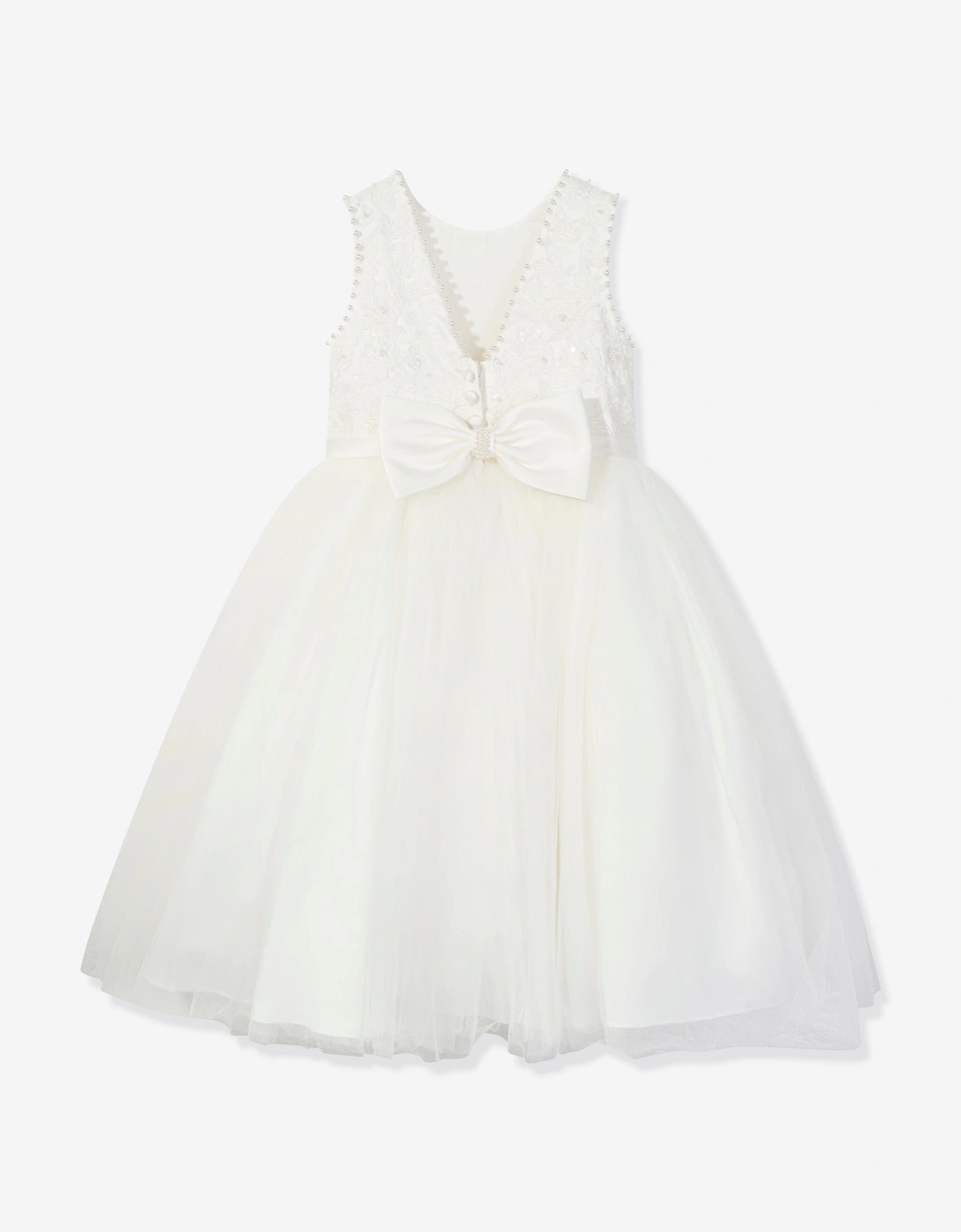 Girls Ceremonial Ballerina Length Dress in Ivory