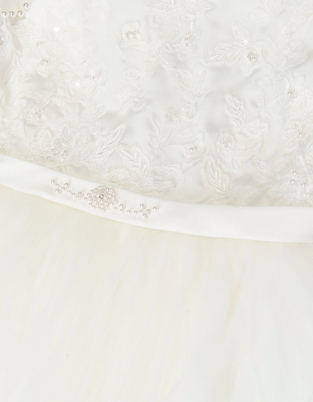 Girls Ceremonial Ballerina Length Dress in Ivory