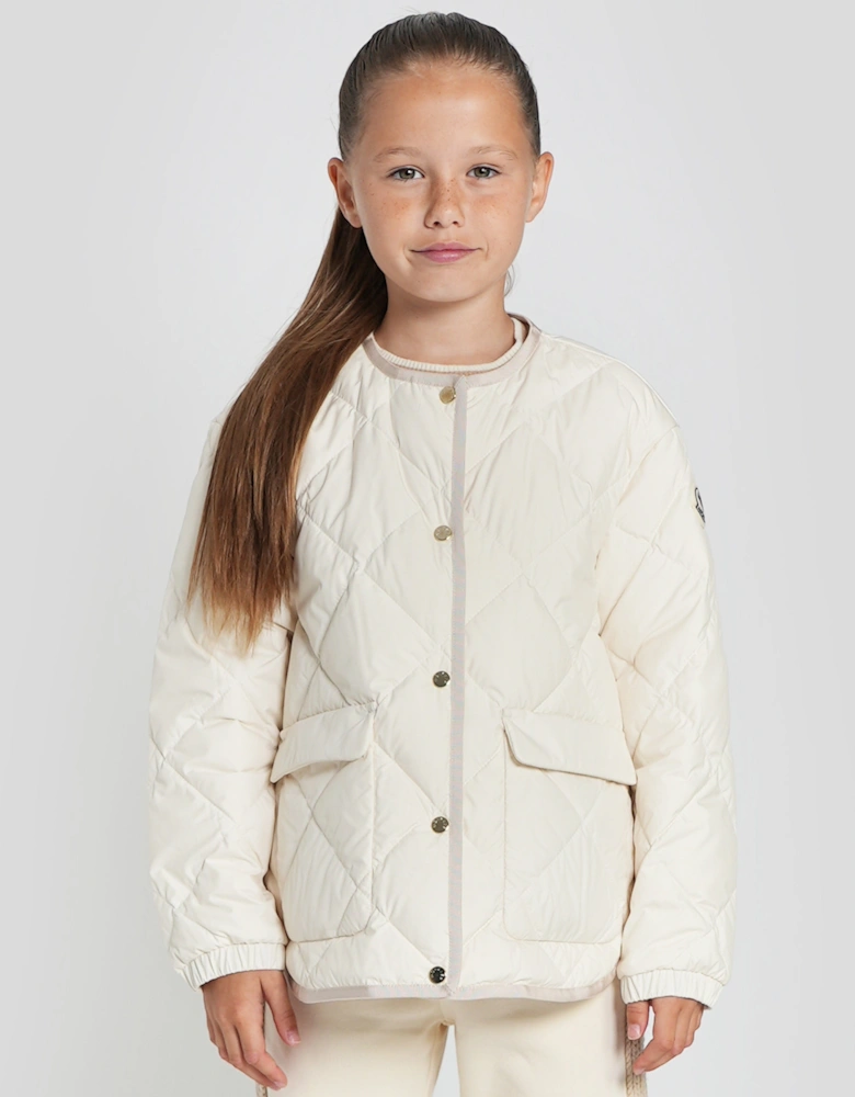 Enfant Girls Down Quilted Ursella Jacket in Ivory