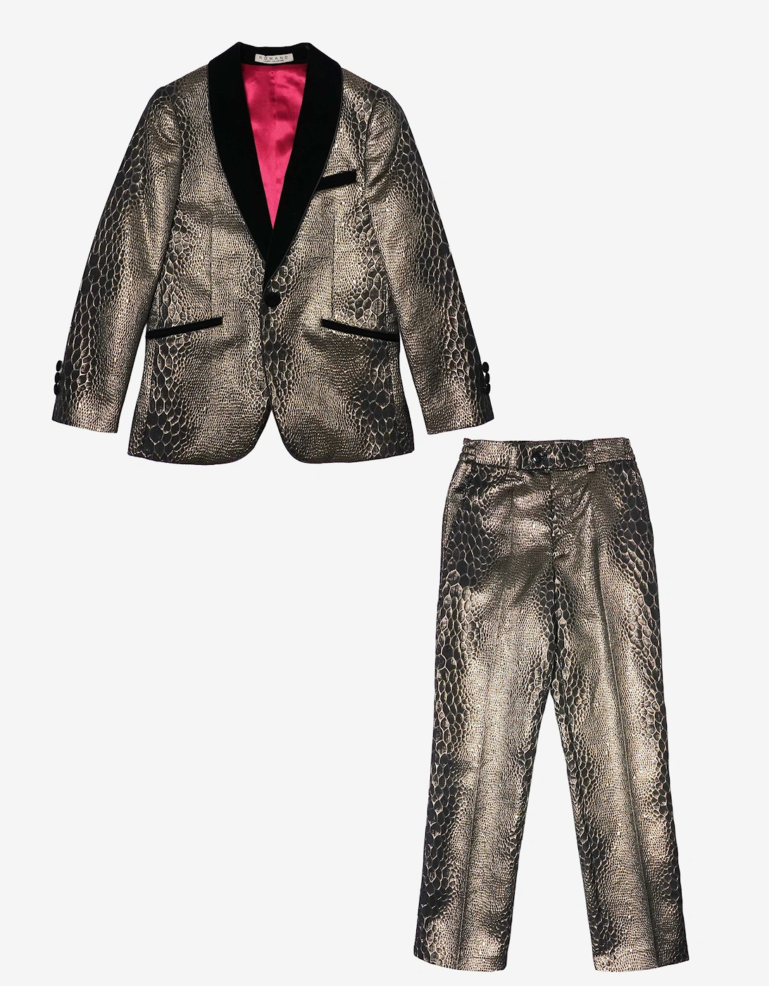 Romano Boys Snake Skin Jacquard 2 Piece Suit in Gold