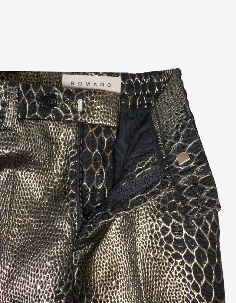 Romano Boys Snake Skin Jacquard 2 Piece Suit in Gold