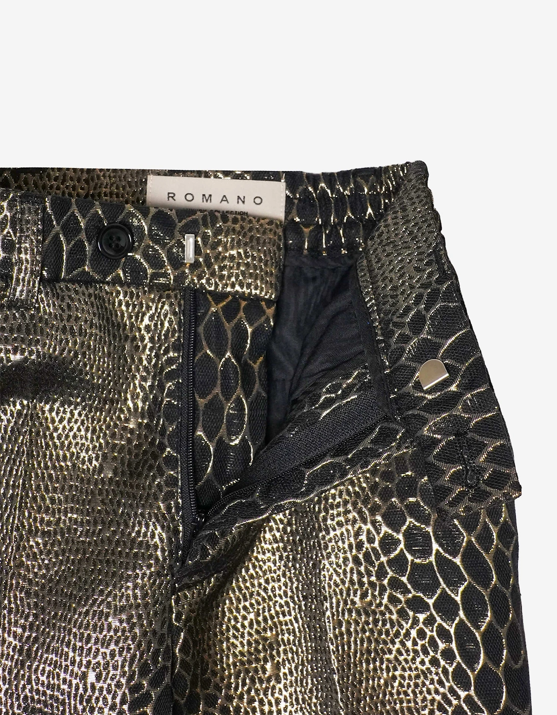 Romano Boys Snake Skin Jacquard 2 Piece Suit in Gold