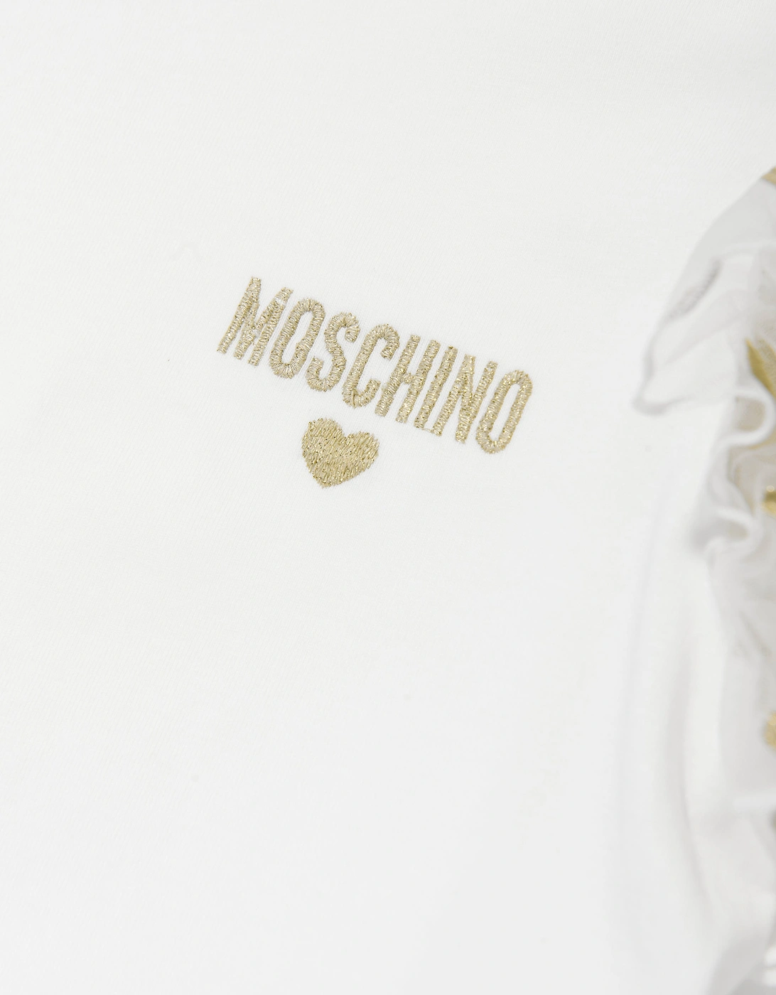 Girls Frilly Sleeve Heart Jersey Top in Ivory