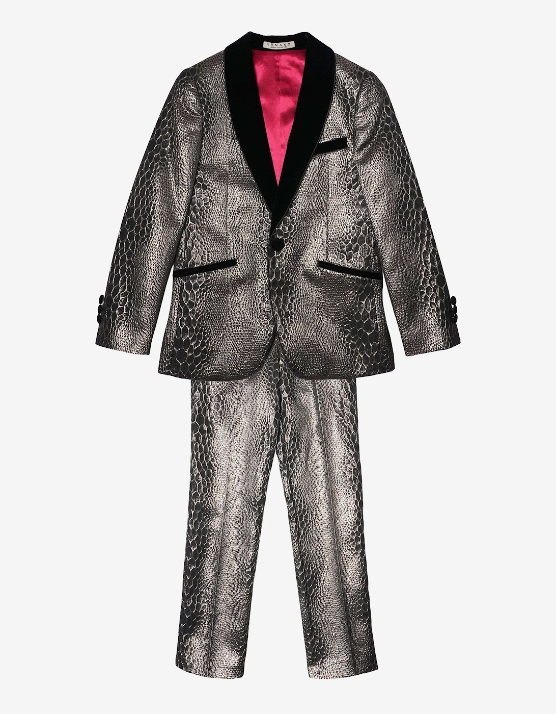 Romano Boys Snake Skin Jacquard 2 Piece Suit in Gold