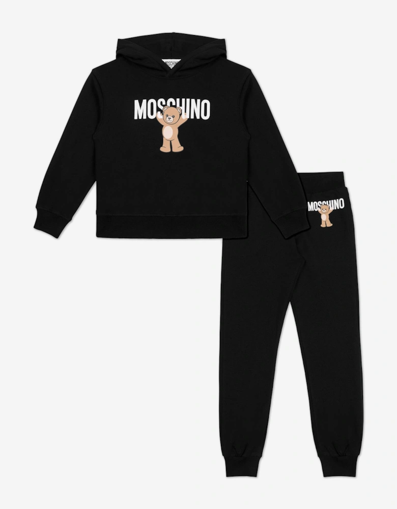 Kids Teddy Bear Logo Tracksuit in Black