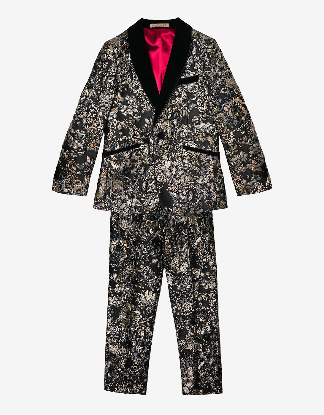 Romano Boys Floral Jacquard 2 Piece Suit in Gold, 5 of 4