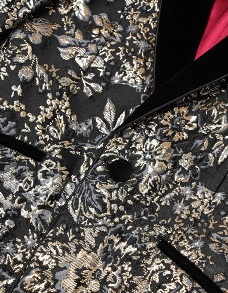 Romano Boys Floral Jacquard 2 Piece Suit in Gold