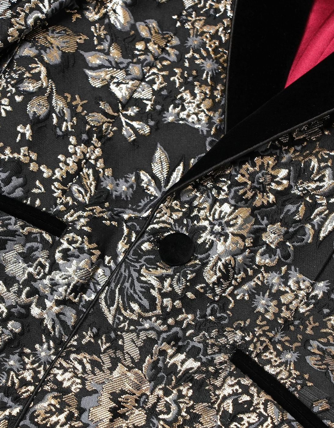 Romano Boys Floral Jacquard 2 Piece Suit in Gold