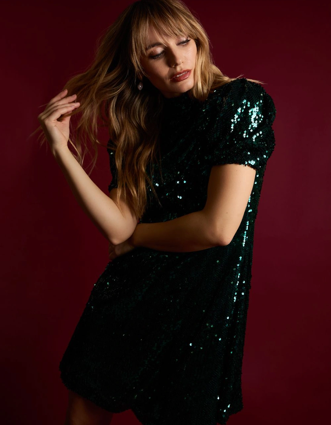 Puff Sleeve Sequin Mini Dress, 2 of 1