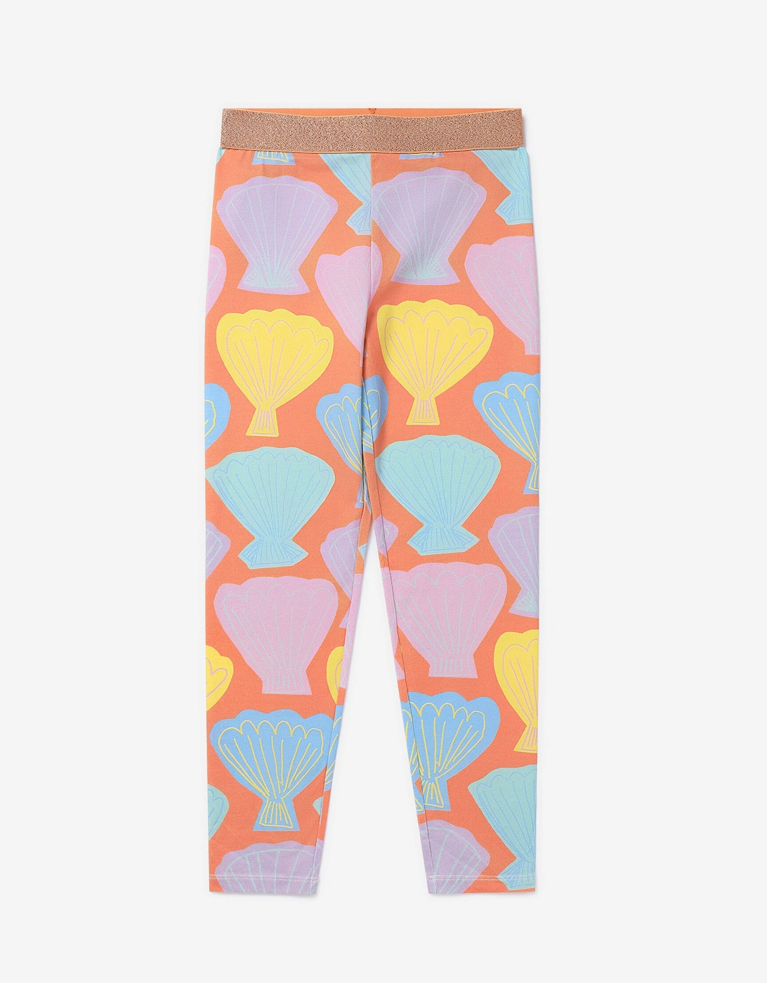 Girls Shell Print Leggings in Orange, 5 of 4