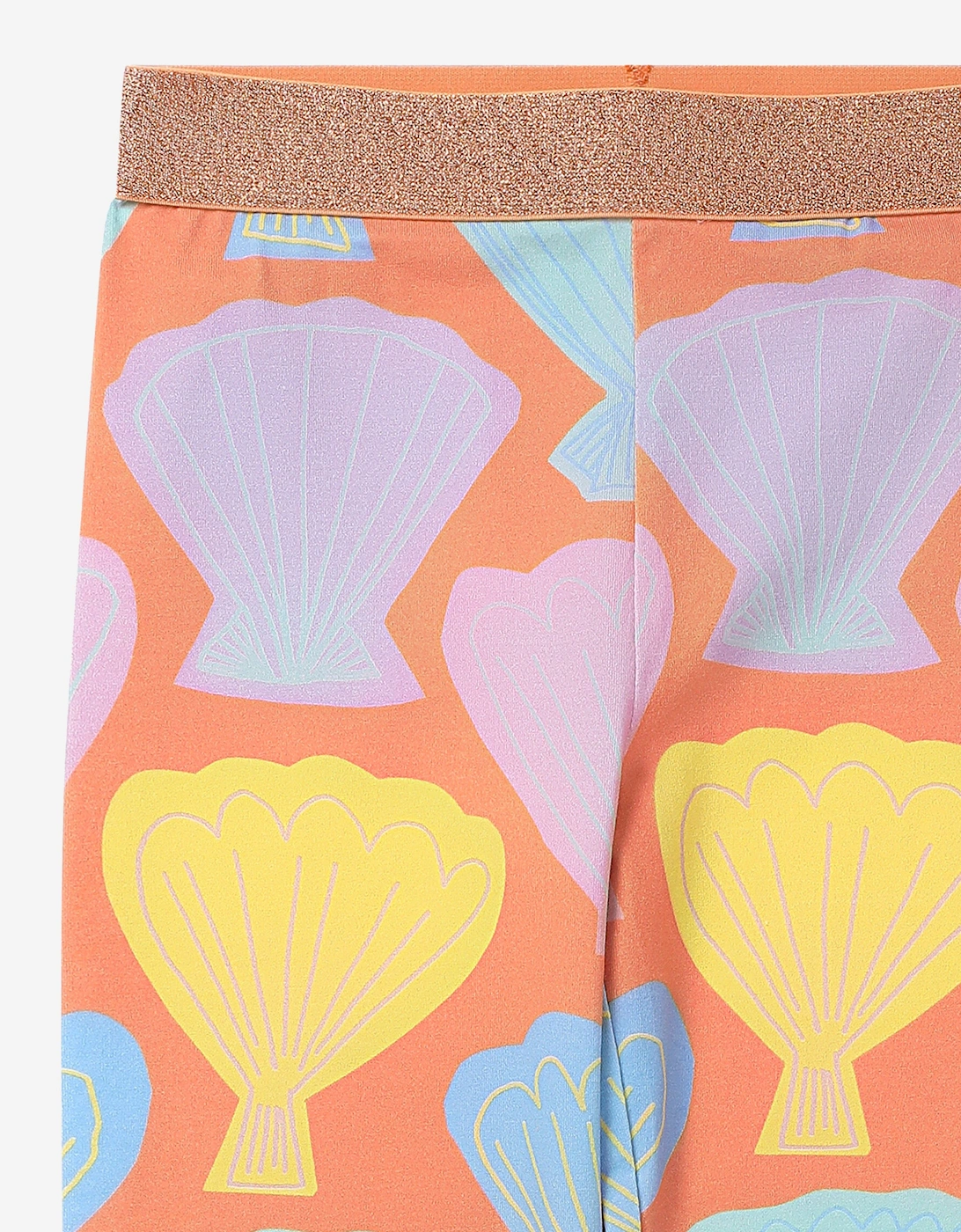 Girls Shell Print Leggings in Orange