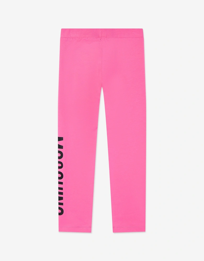 Girls Logo Print Leggings in Pink