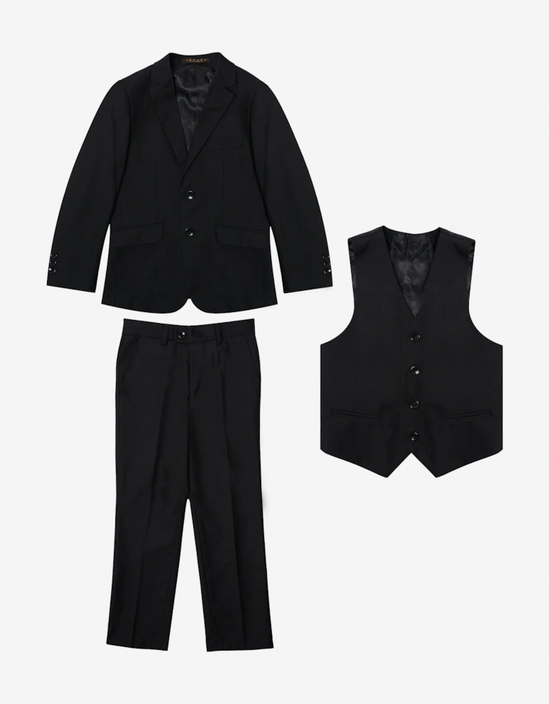 Romano Boys 3 Piece Suit in Black