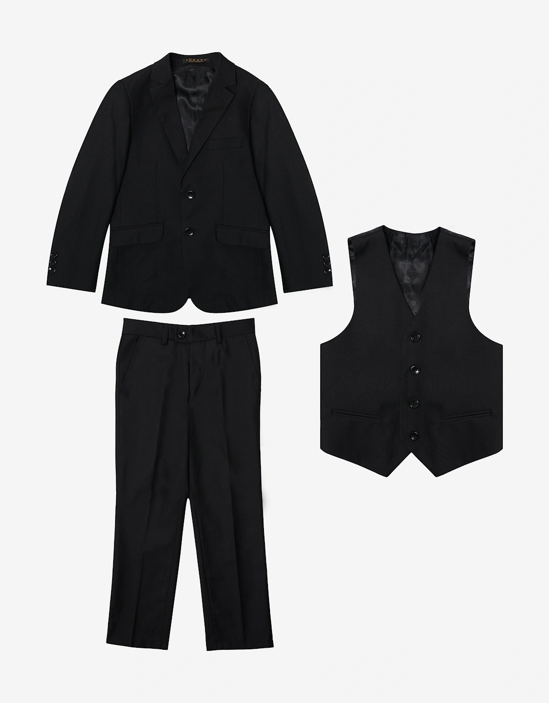 Romano Boys 3 Piece Suit in Black