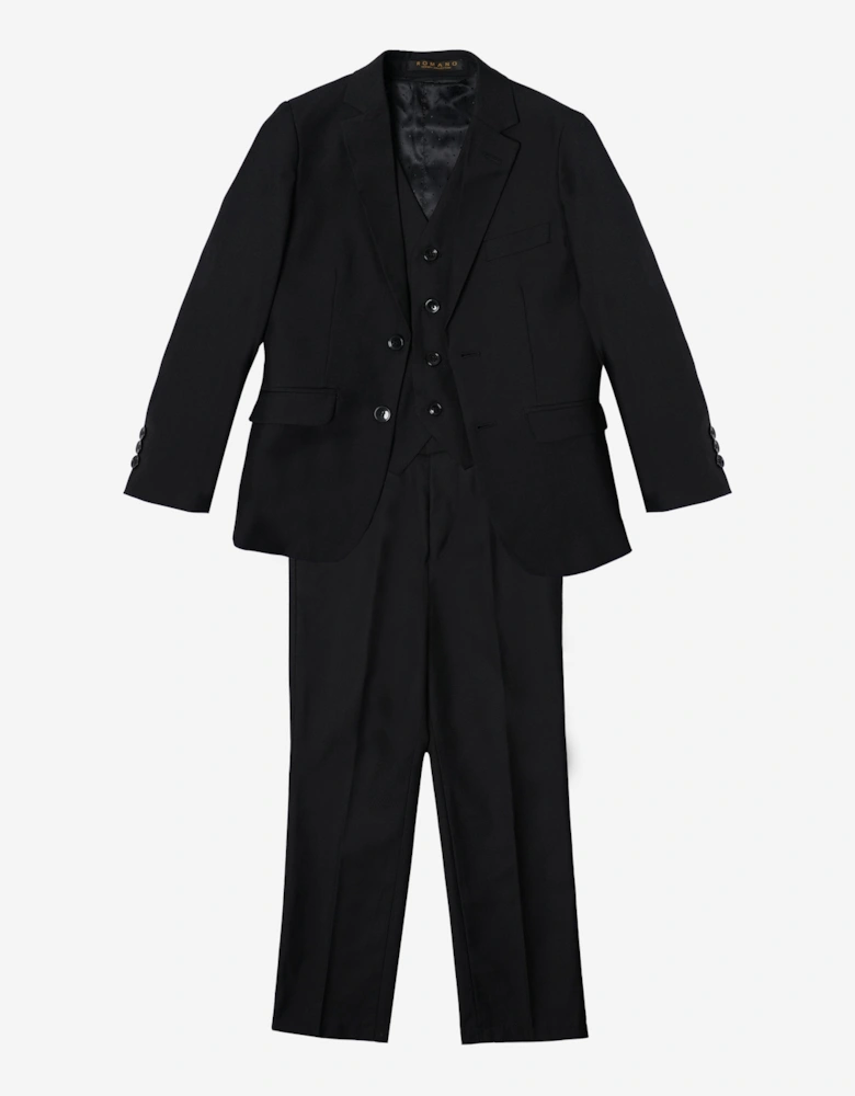 Romano Boys 3 Piece Suit in Black