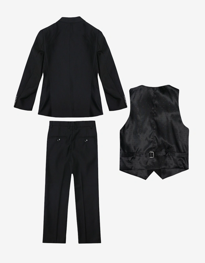 Romano Boys 3 Piece Suit in Black