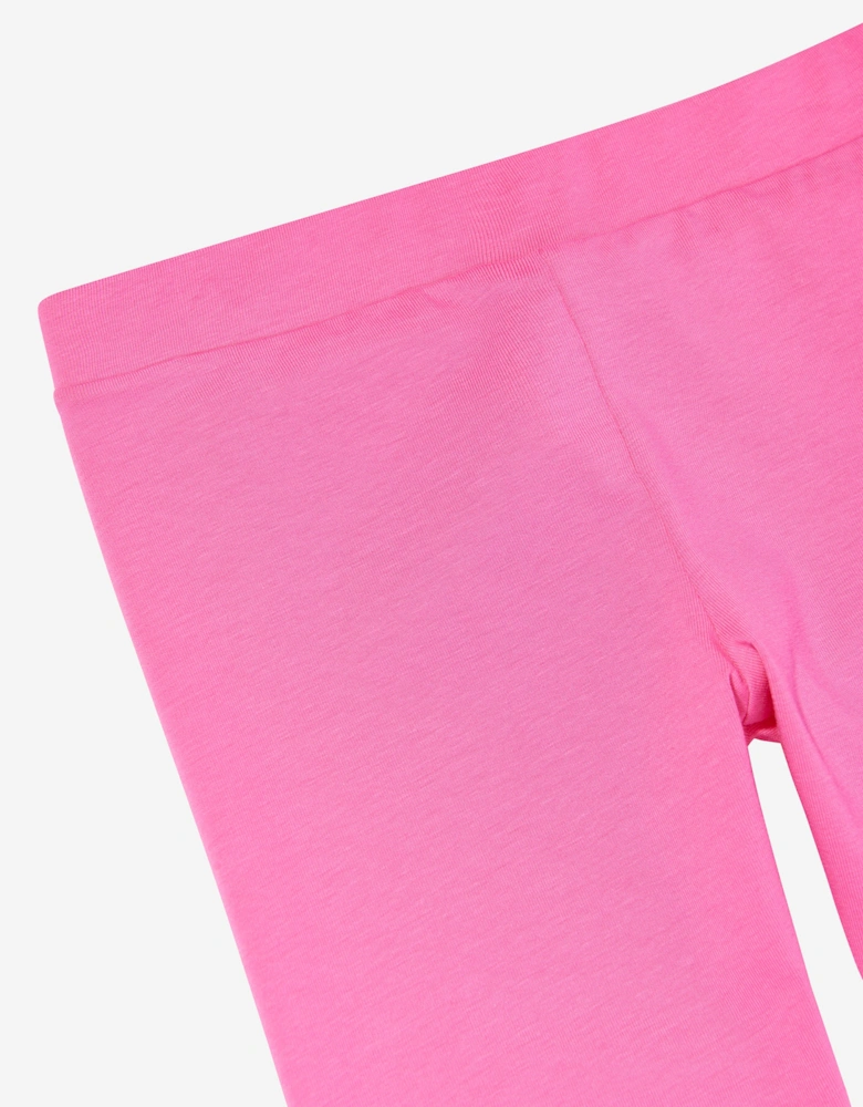 Girls Logo Print Leggings in Pink