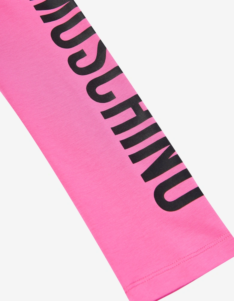 Girls Logo Print Leggings in Pink