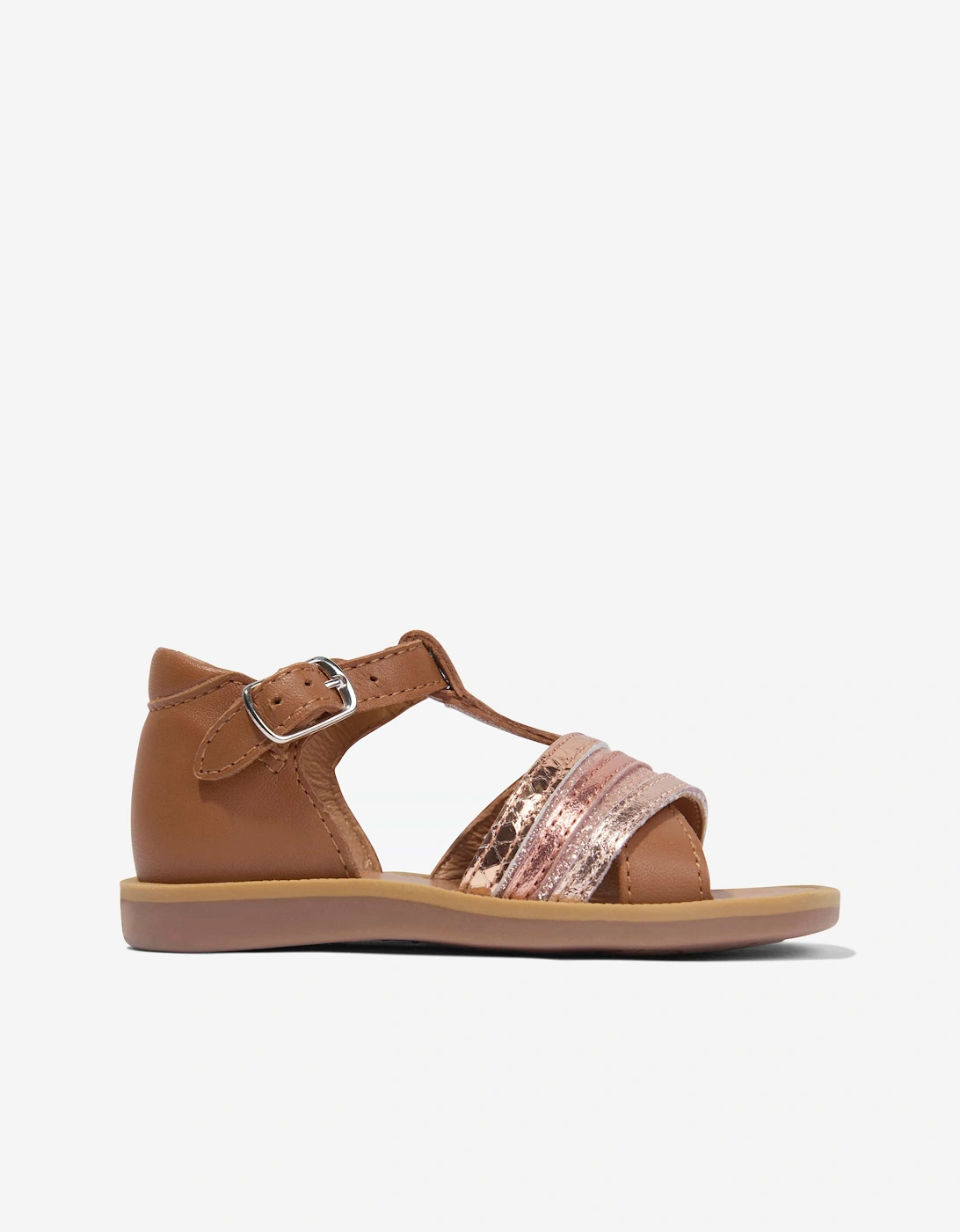 Pom D'Api Girls Leather Poppy Lili Sandals in Camel, 5 of 4