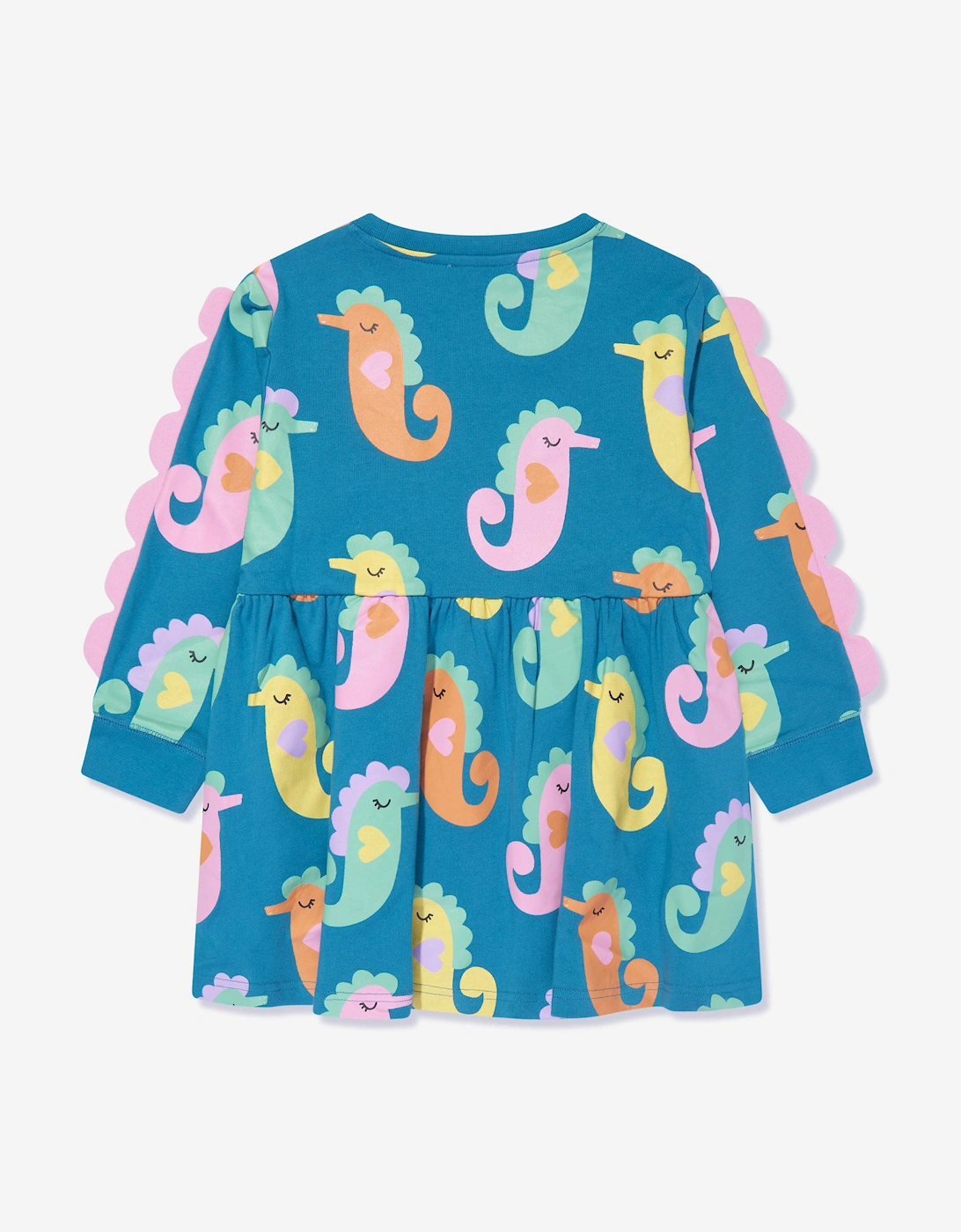Girls Seahorses Jersey Dress in Blue