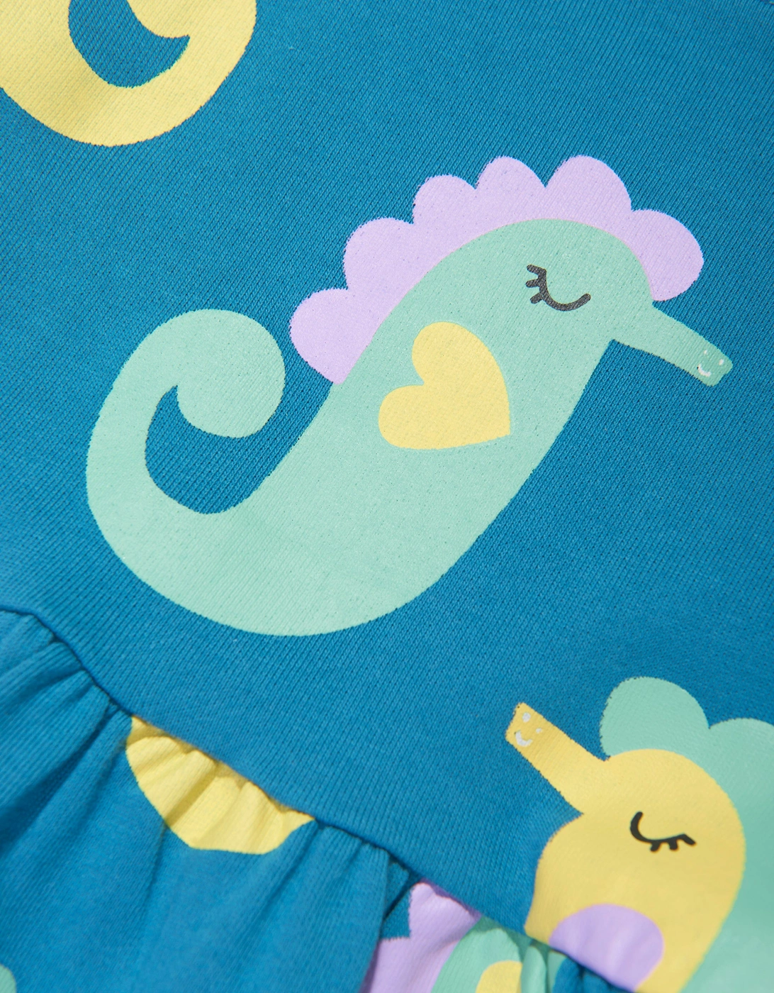Girls Seahorses Jersey Dress in Blue
