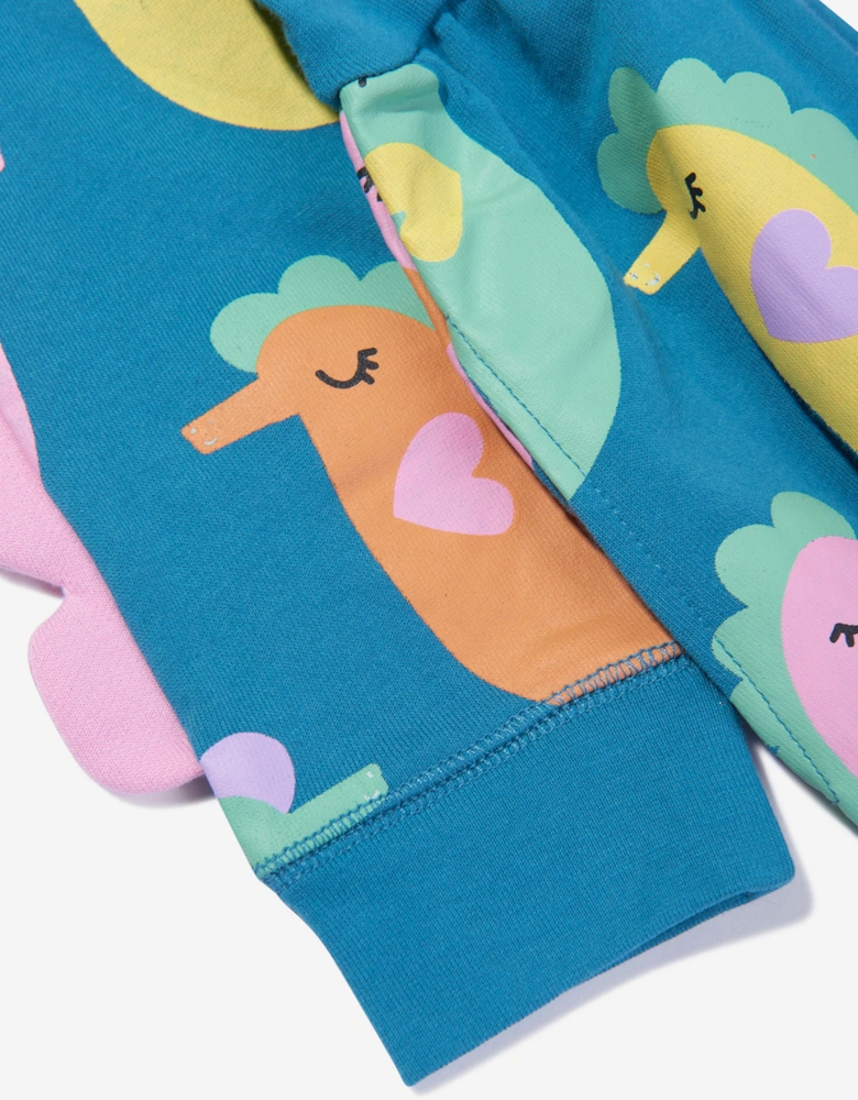 Girls Seahorses Jersey Dress in Blue