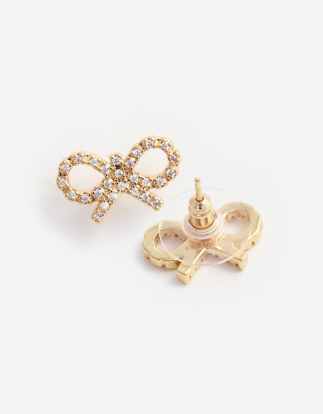 Girls Crystal Bow Earrings in Gold
