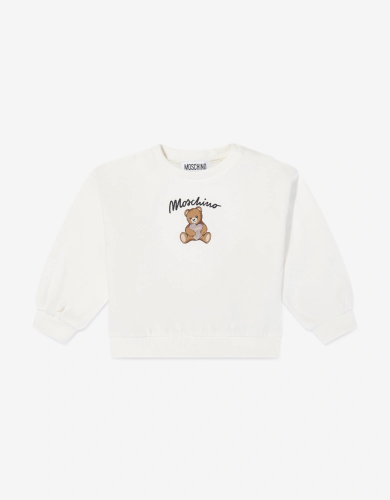 Baby Girls Teddy Bear Sweathirt in Ivory
