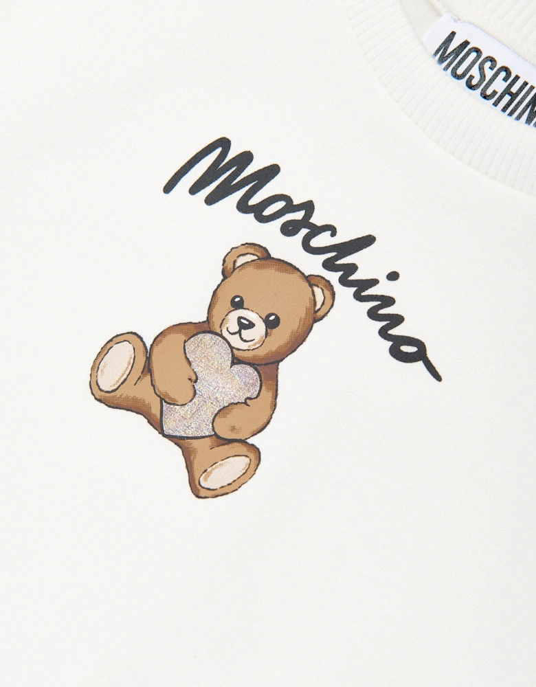 Baby Girls Teddy Bear Sweathirt in Ivory