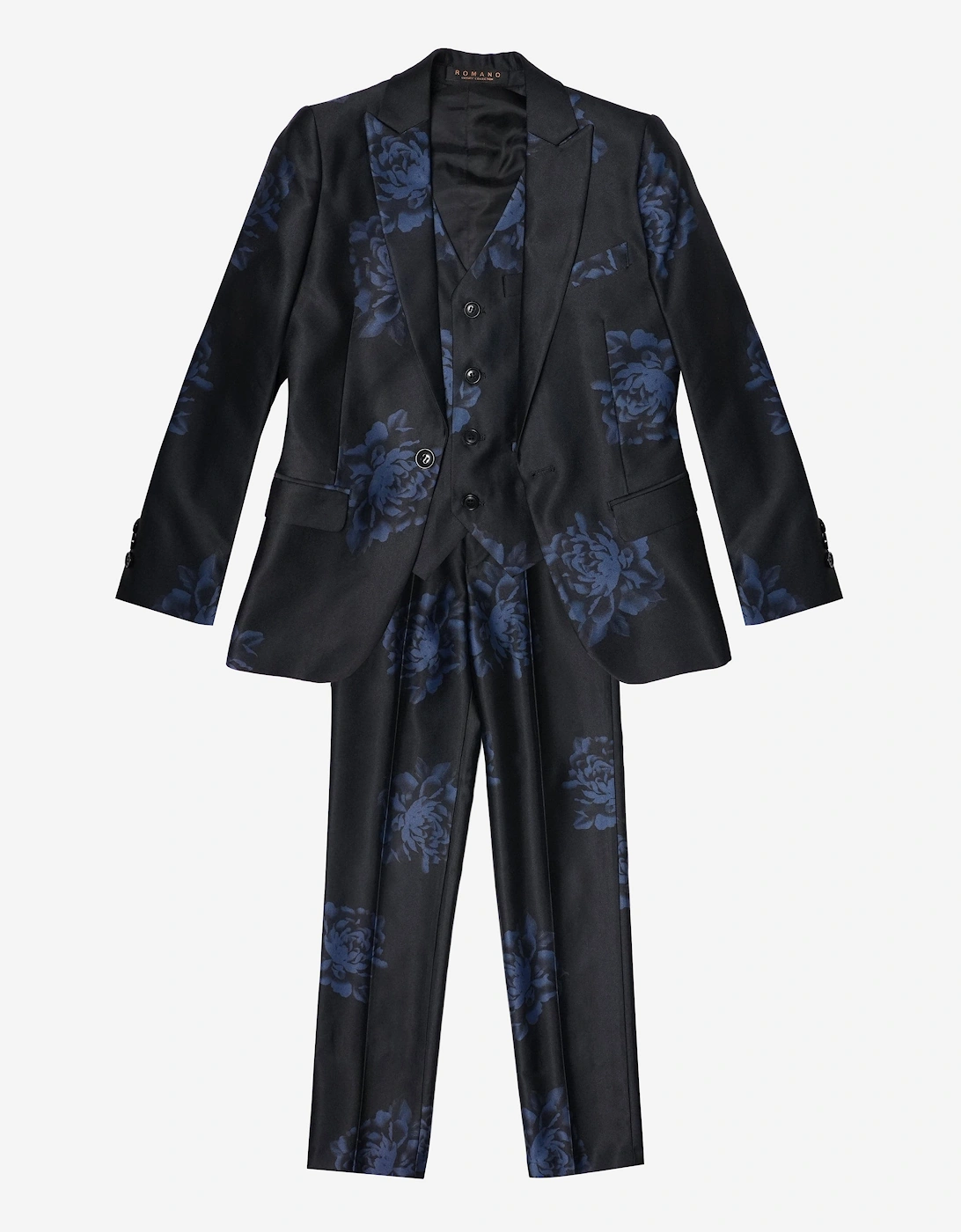 Romano Boys Floral 3 Piece Suit in Black, 5 of 4