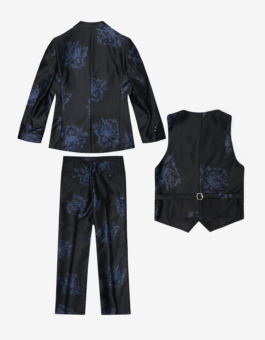 Romano Boys Floral 3 Piece Suit in Black