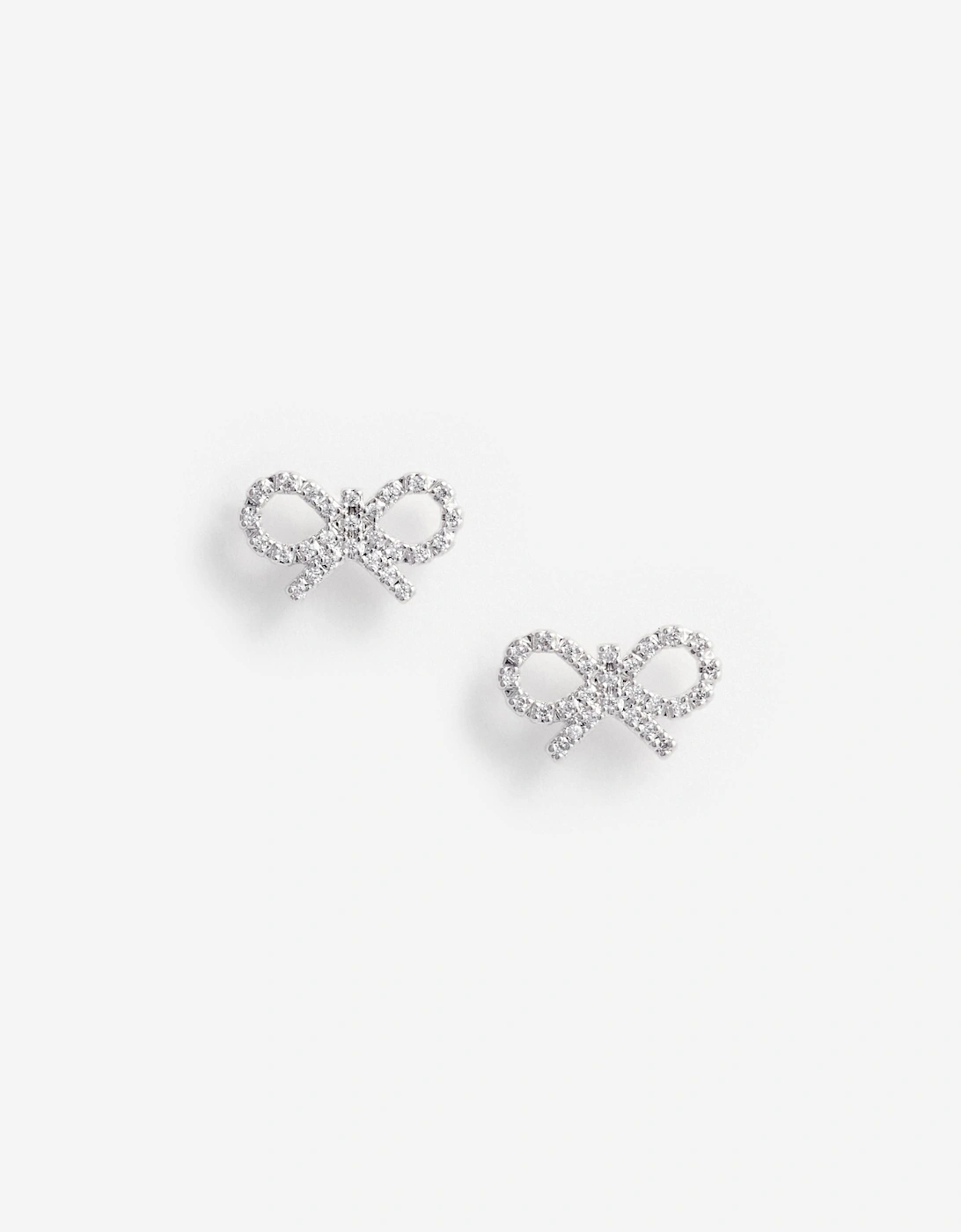 Girls Crystal Bow Earrings in Silver, 4 of 3