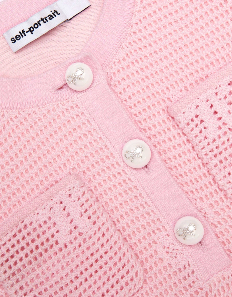 Girls Bow Crochet Knit Dress in Pink